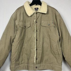 Dickies Corduroy Sherpa Lined Button Up Jacket Tan Size XX-Large